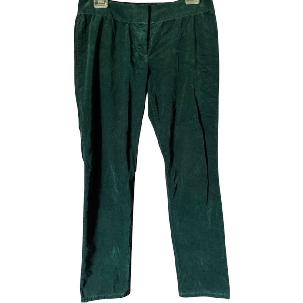 LOFT PETITE womens emerald green velvet straight leg pants